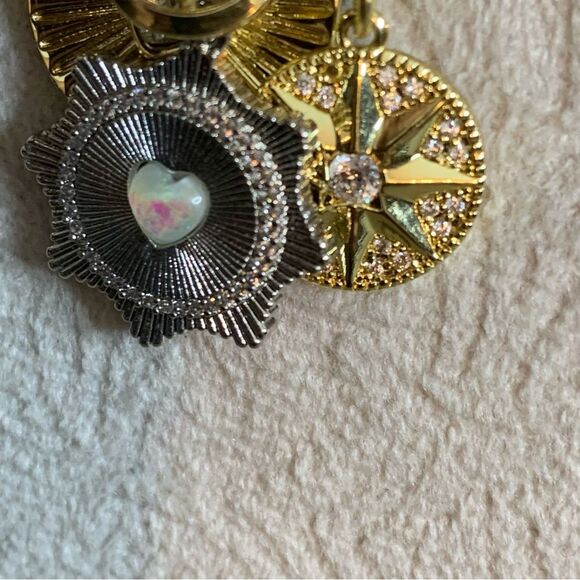 House Of Harlow 1960 Paperclip Charm Necklace Gold-Plated Silver Heart 16"+3 New - Picture 5 of 13